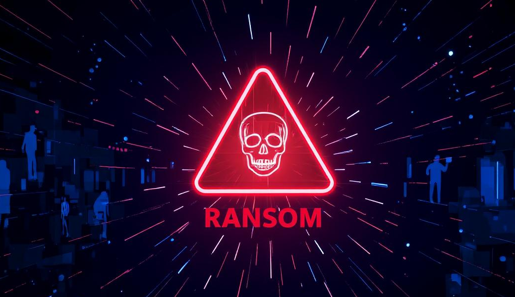 Ransomware attack visualization showing cybersecurity threats to small businesses